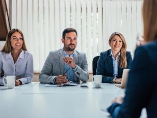 Business meeting with senior project manager candidates for interim strategic roles